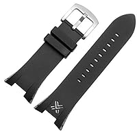 New Rubber watchband Special for AX1803 AX1802 AX1040 Men Watch Silicone Strap 32 * 14mm Bracelet (Color : Black Silver Clasp, Size : 32X14mm)