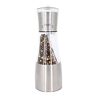 Stainless Steel Salt Pepper Grinders Refillable Tall Acrylic Shakers with Adjustable Coarseness Sea Salt Peppercorn Use