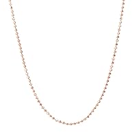 14k Rose Gold 1.15mm Sparkle Cut Bead Chain Necklace Lobster Lock Closure Jewelry for Women - Length Options: 16 18 20