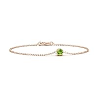 Peridot Round 6.00mm Solitaire Adjustable Bracelet | Sterling Silver 925 With Rhodium Plated | Bracelet For Woman and Girls | It is Always Nice to Have a Bracelet for Any Occasion