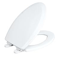 Centoco Elongated Toilet Seat Soft Close, Closed Front with Cover, Molded Wood, Made in the USA, 900SC-301, Crane White (Cotton/Bright)