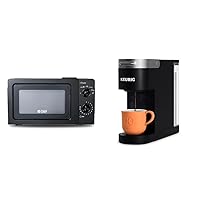 COMMERCIAL CHEF 0.6 Cubic Foot Microwave with 6 Power Levels, Small Microwave with Grip Handle & Keurig K- Slim Single Serve K-Cup Pod Coffee Maker, Multistream Technology, Black