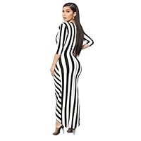 Keep Holding on Stripe Midi Dress- Black/ White
