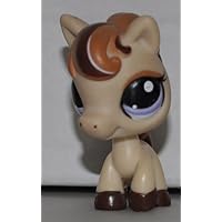 Horse #1142 (No Saddle, Tan, Blue Eyes, Tan/Brown/White Hair) - Littlest Pet Shop (Retired) Collector Toy - LPS Collectible Replacement Single Figure - Loose (OOP Out of Package & Print)
