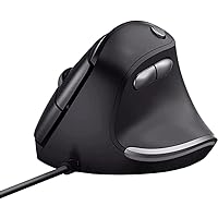 Trust Bayo Sustainable USB Vertical Mouse, Reduces Arm and Wrist Strain, 800-4200 DPI, 6 Buttons, 150cm Cable, Wired Ergonomic Mouse for Windows, PC, Laptop, Mac - Black