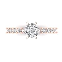 1.2 ct Brilliant Round Shape VVS1 Clear Simulated Diamond Solid 18K Rose Gold Solitaire with Accents Anniversary Promise ring
