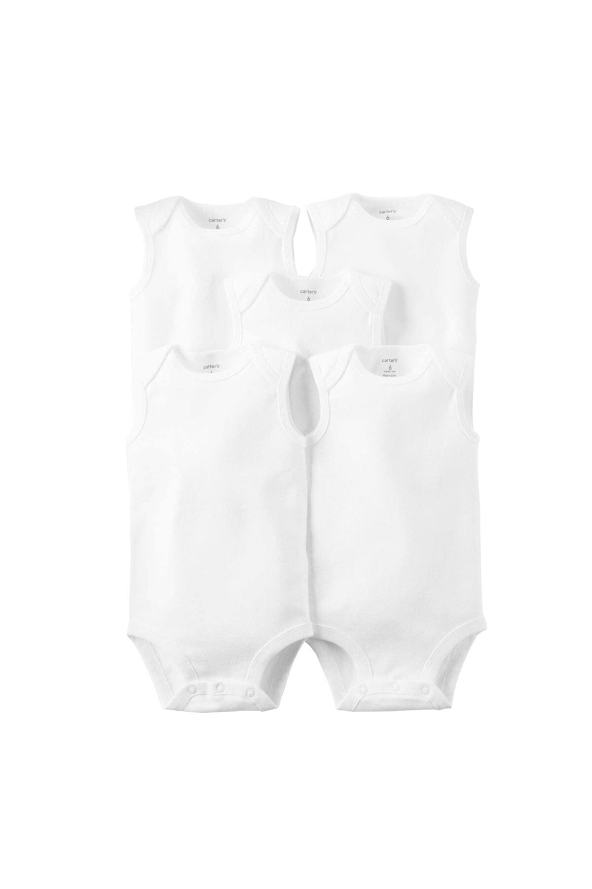 Carters Unisex Baby 5-Pack Sleeveless Original Bodysuits, White, 18M
