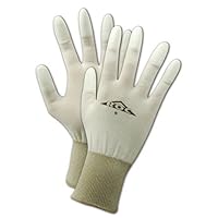 MAGID Scratch-Resistant Finger Tip Grip Work Gloves, 12 PR, Lint Free Applications, Polyurethane Coated (fingers only) Size 6/XS, Reusable, 15-Gauge Nylon (PU58),White
