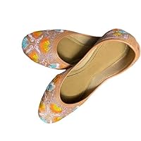 Brown Classy Juti with Multicoloured Embroidery Women's Traditional Footwear