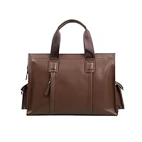 Genuine Leather Men's Handbag Cowhide Computer Bag 14 Inch Business Large Capacity Crossbody Briefcase