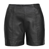 Decrum Real Leather Shorts for Women - Trendy Casual Womens Lambskin Leather Short Bottoms