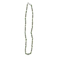 Peridot Chips Bead & Peacock Green Freshwater Cultured Pearl Necklace in Silver