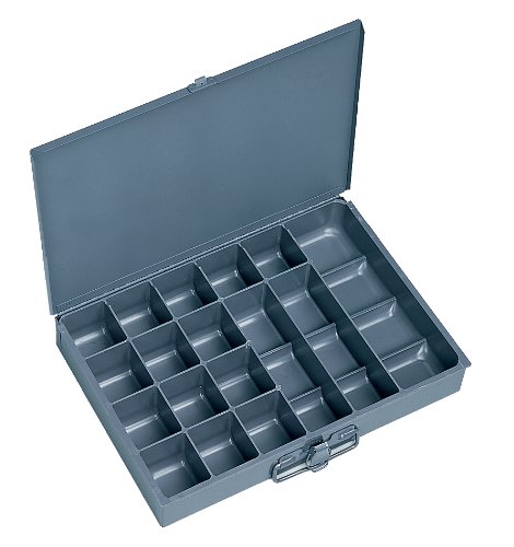 Durham 227-95 Gray Cold Rolled Steel 17 Compartment Small Scoop Box, 13-3/8" Width x 2" Height x 9-1/4" Depth