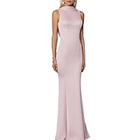 Sheath/Column Elegant Wedding Guest Dress Floor Length Sleeveless High Neck Satin Evening Dress with Pleats 2024