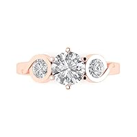 1.95 ct Brilliant Round Shape Stunning VVS1 Clear Simulated Diamond Solid 18K Rose Gold Three Stone Anniversary Promise ring