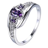 Purple Amethyst 10KT White Gold Filled Engagement Ring Women's Jewelry Size 6-10 (10)