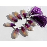 8 Pcs 4 Match Pair Purple & White Shaded Chalceny Smooth Pear Briolettes Size 32x12mm-35x12mm Code-HIGH-41372