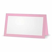 Light Pink Place Cards - Flat or Tent Style - 10 or 50 Pack - White Blank Front Solid Color Border Placement Table Name Dinner Seat Stationery Party Supplies Occasion Event Holiday (10, Tent Style)
