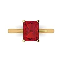 Clara Pucci 2.55 Radiant Cut Solitaire Genuine Pink Tourmaline 4-Prong Stunning Classic Statement Designer Ring 14k Yellow Gold for Women