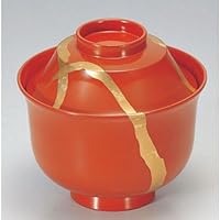Bowl, Fujiwa Anti Small Suction Bowl Washed Red Foil Line, Washer Safe [9.9φ x 9.3cm] (7-188-15) Heat Cured Special Resin, Dishwasher Safe Ryokan Lacquerware Japanese Dishes