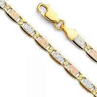 14K Gold 3 Color 4.2mm Valentino Chain - Length: 20