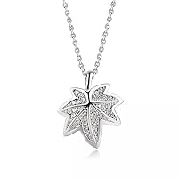 Navnita Jewellers 14k White Gold Plated 1.00 Ct Round Cut Simulated Diamond Leaf Pendant Necklace With 18
