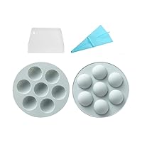 Pack of 2 Basketball & Football Silicone Molds for DIY Cupcake Cake Topper Decor Gum Paste Mould Dessert Fondant Pudding Jelly Shots Crystal Handmade Candy Ice, with Pastry Bag and Scraper