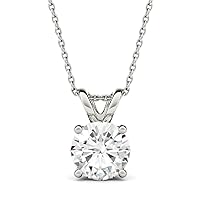 3 CT Round Colorless Moissanite Pendant for Women/Her, 925 Sterling Silver White Created Moissanite Pendant, 4-Prong for Her