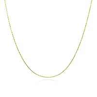 Sterling Silver Italian Thin Diamond-Cut Chain Necklace for Pendants, Size and Color Options