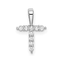 14ct White Gold Lab Grown Diamond Letter T Initial Pendant Necklace Measures 13mm Long Jewelry for Women