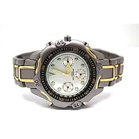 MENS TWO TONE STAINLESS STEEL ROUND WHITE DIAL WATCH