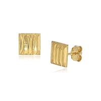 Gold Earrings, Square Stud