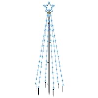vidaXL Christmas Tree with Spike, Blue LED Lights, 6 ft Tall, Compact for Easy Storage, 8 Different Lighting Effects, Ideal for Festive Decor