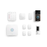 Ring Video Doorbell with Ring Stick Up Cam (White) and Ring Alarm 8-piece (White)