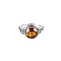 925 Sterling Silver Natural Brazilian Citrine Gemstone Jewelry Ring For Women Birthday Gift, Dailywear Handcrafted Ring For Girls Christmas Gift