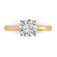 Clara Pucci 1.50 ct Round Cut Solitaire Moissanite Engagement Wedding Bridal Promise Anniversary Ring in 18K Yellow Gold