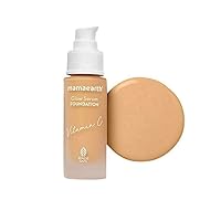 Mamaearth Glow Serum Foundation - Nude Glow Shade | with Vitamin C & Turmeric | Up to 12 Hour Buildable Coverage | Waterproof & Lightweight | 1.01 Fl Oz (30ml)