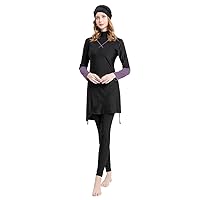 IMEKIS Women Muslim Burkini Swimsuits Modest Swimwear Islamic Long Sleeve Full Cover Hijab Top Pants ​Bathing Suits