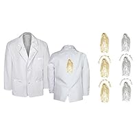 New Born Baby Boy Christening Baptism White suit Jacket Virgin Mary Maria Sm-20