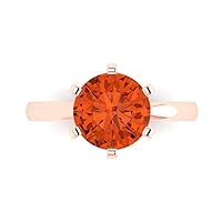 Clara Pucci 3.1 ct Brilliant Round Cut Stunning Red Simulated Diamond Solid 18K Rose Gold Solitaire Anniversary Promise Engagement ring
