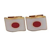 925 Sterling Silver Red White Enamel Japan Flag Personalized Cufflink JAPAN Flag Japan Pair Cufflinks in a Presentation Gift Box