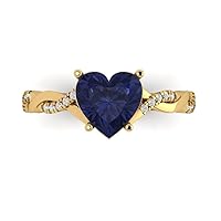 Clara Pucci 2.13ct Heart Cut Criss Cross Twisted Solitaire Halo Blue Sapphire Designer Wedding Anniversary Bridal Ring 14k Yellow Gold