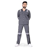 Men's Terry Cotton Industrial Work Wear Coveralls Shirt And Pant With Two Inch Reflective Tape