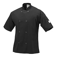 M60013BK3X Millennia Men's Short Sleeve Cook Jacket with Traditional Buttons, 3X-Large, Black