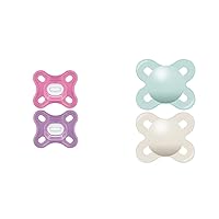 MAM Comfort and Original Start Matte Baby Pacifiers, 100% Silicone, Sterilizer Case, Unisex and Girl, 0-3 Months (2 Packs of 2)