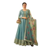 Design a new Embroidered Dola Silk ethinic wear Anarkali Suit for ready to wear