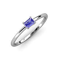 Emerald Cut Tanzanite 5/8 ctw Women East West Solitaire Engagement Ring 14K Gold