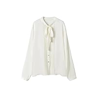 Women Solid Shirts Bow Collar Solid Chic Shirts