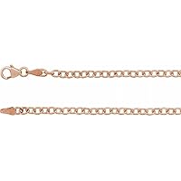 14ct Rose Gold Polished Oval Cable Bracelet With Lobster Clasp Jewelry for Women - 18 Centimeters