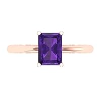 1.65ct Radiant Cut Solitaire Natural Amethyst Proposal Wedding Bridal Designer Anniversary Ring 14k Rose Gold for Women